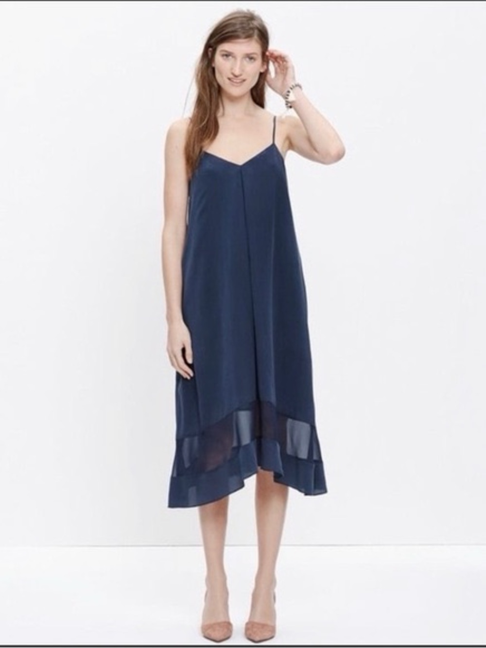 Madewell Silk Sheerstripe Cami Dress